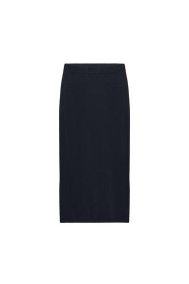SAIA MIDI DE MALHA FINA - Azul-marinho da Zara