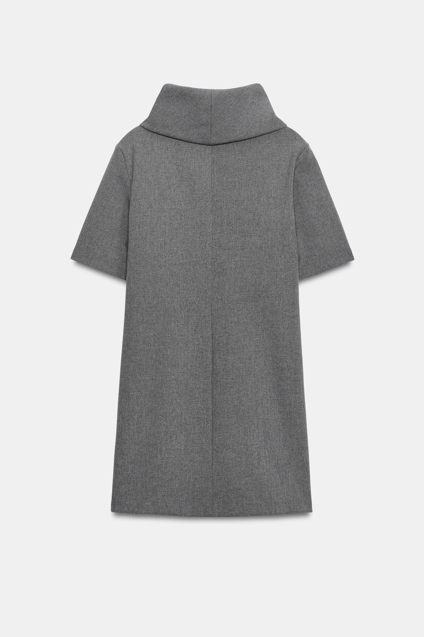 Женское платье Zara High-Neck Mini, цвет: Серый меланжевый — фото 8