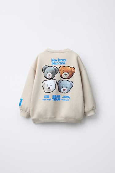 SWEAT-SHIRT IMPRIMÉ OURS ET INSCRIPTION BRODÉE - Beige clair de Zara - Image 1