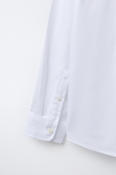 CHEMISE UNIE HABILLÉE - Blanc de Zara - Image 3