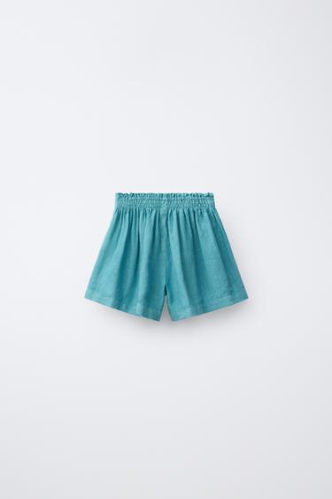 100% LINEN BERMUDA SHORTS - Light blue by Zara - Image 1