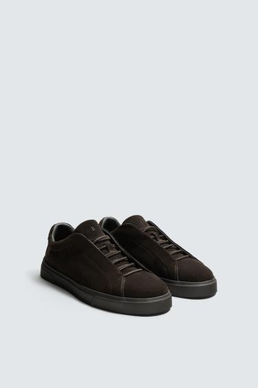 LEATHER TRAINERS - Brown by Zara