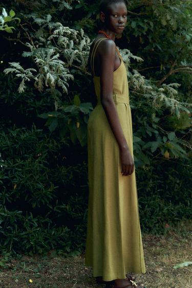 WIDE-LEG STRAPPY LINEN BLEND JUMPSUIT - Oil by Zara - Image 2