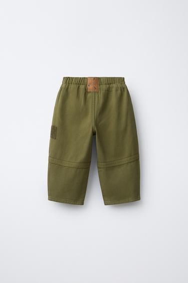 TWILL balloon TROUSERS WITH PATCHES - Khaki by Zara - Image 1