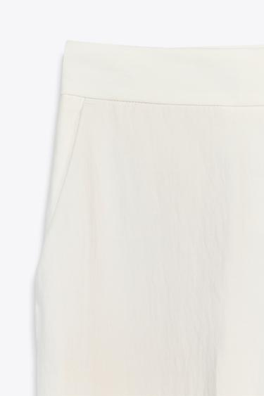 WRINKLED-EFFECT STRAIGHT-LEG TROUSERS - Ecru by Zara - Image 5
