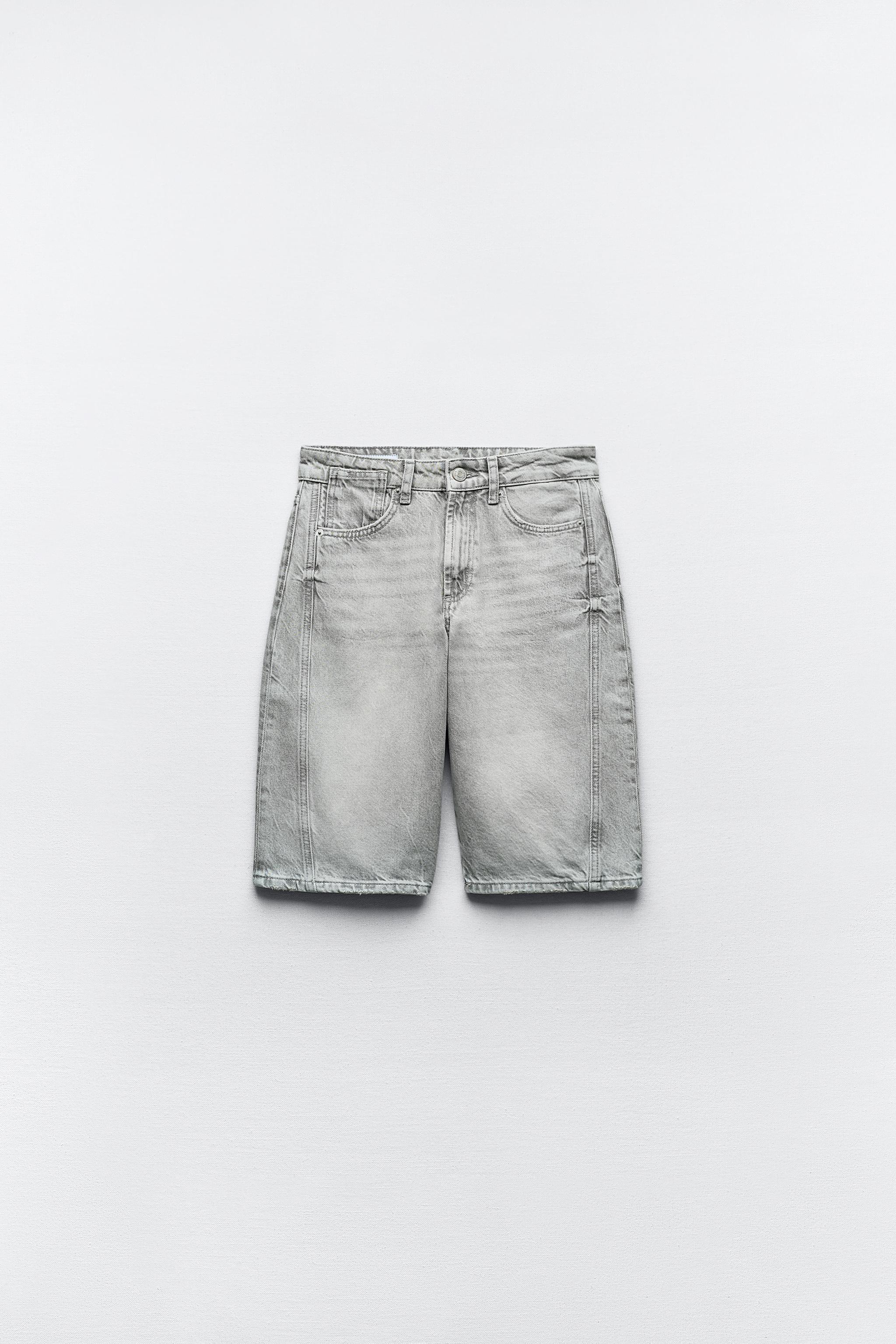 TRF HIGH-WAIST DENIM BERMUDA SHORTS