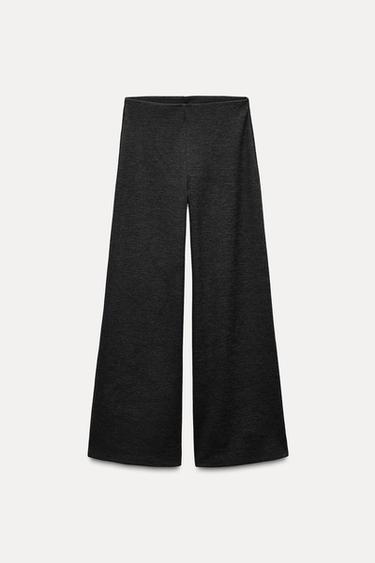 SOFT PIQUÉ WIDE-LEG TROUSERS - charcoal grey by Zara - Image 3