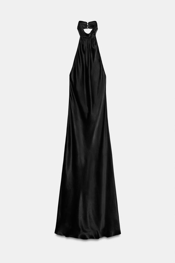ZW COLLECTION SATIN HALTER DRESS - Black by Zara - Image 0