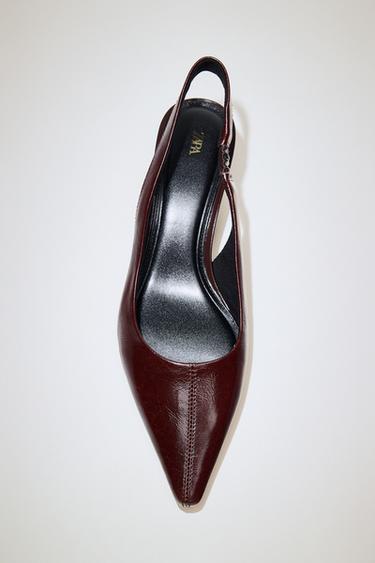 ZAPATO TACÓN DESTALONADO PIEL - Rojo Burdeos de Zara