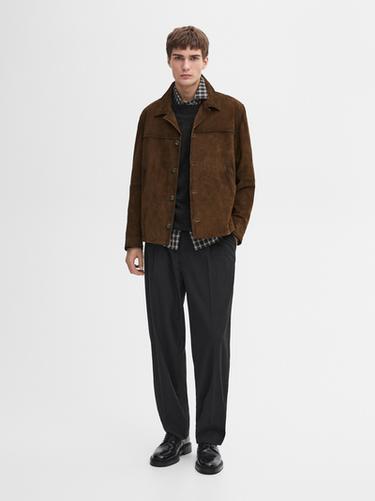 Zara Short suede leather jacket - Tobacco - Image 0