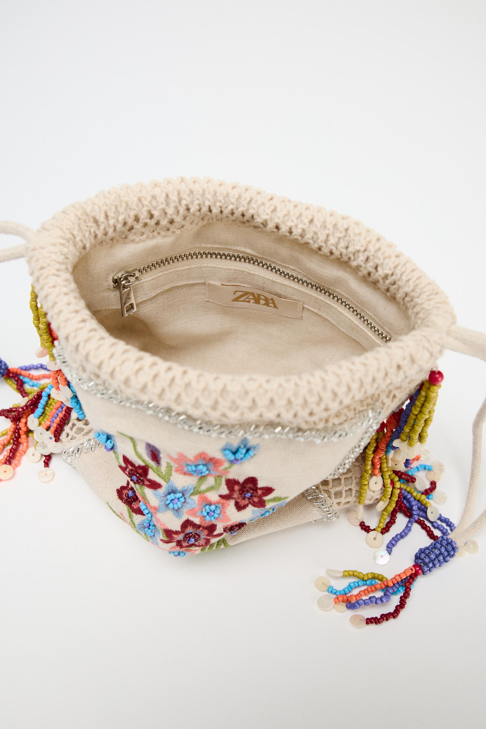 ZARA フローラル刺繍入りバケットバッグ 6505/610 フローラル刺繍入りバケットバッグ - マルチカラー | ZARA Japan