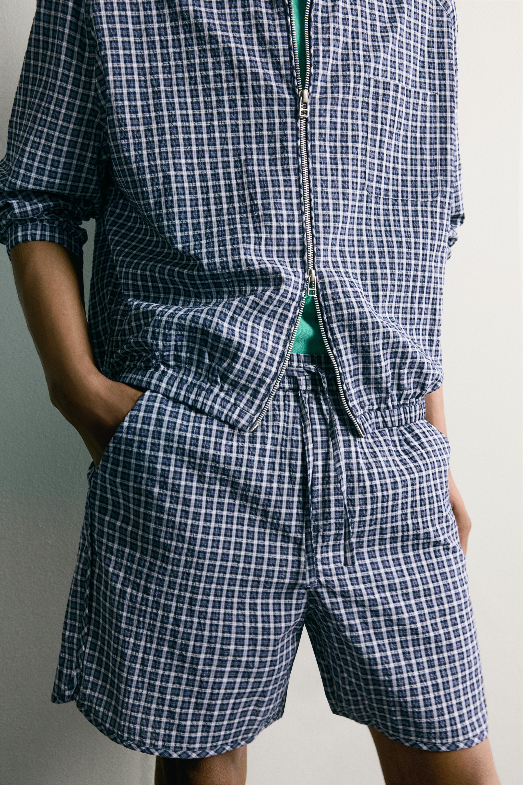 Мужские шорты Zara TEXTURED CHECK SHORTS — фото 5