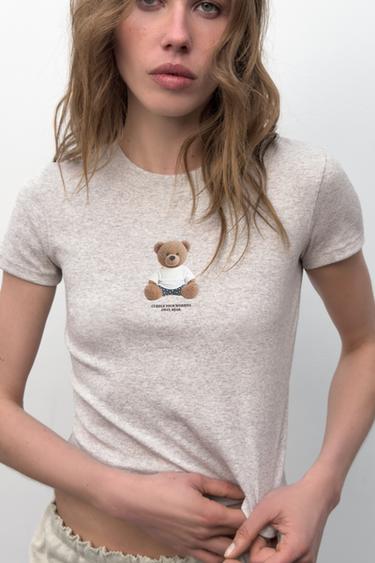 BEAR SHORT SLEEVE T-SHIRT - Grey marl by Zara