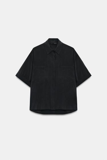 CAMISA BOLSILLOS MANGA CORTA - Negro de Zara