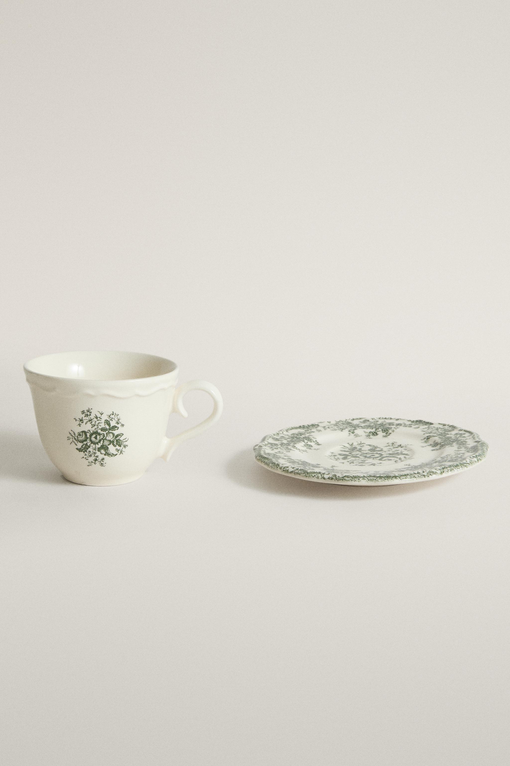 FLORAL TEACUP AND SAUCER