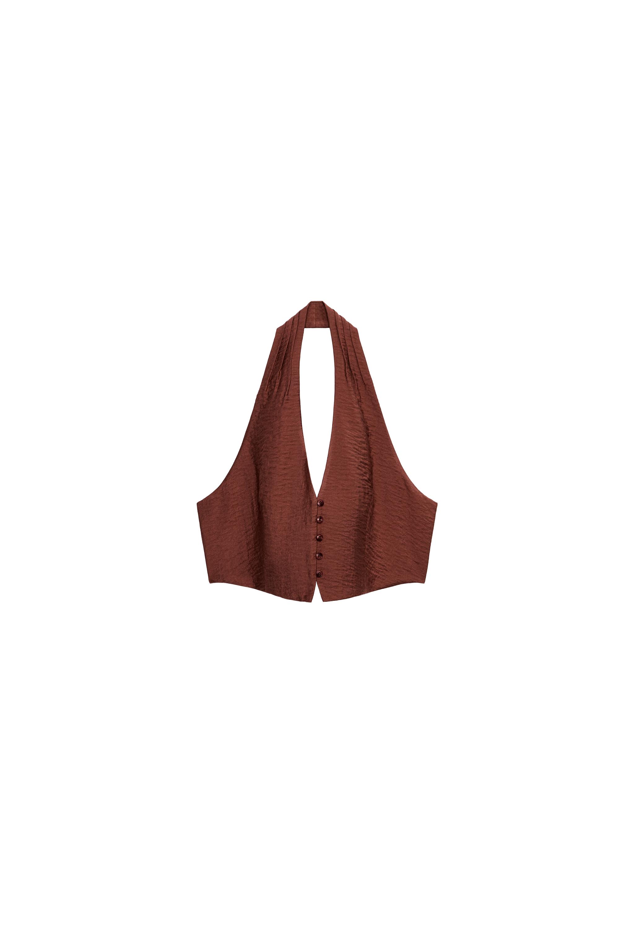 HALTER CROP TOP - Dark russet | ZARA United States
