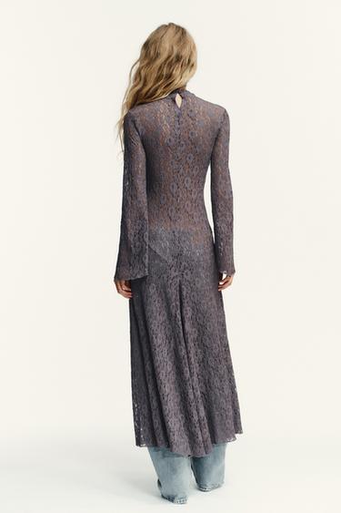SOFT-TOUCH LACE DRESS - Dark purple by Zara - Image 5