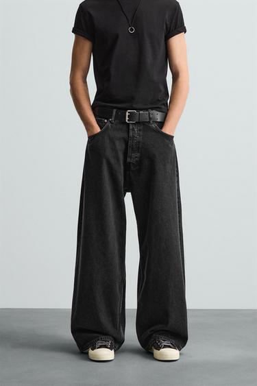 JEANS SUPER BAGGY FIT - Negro de Zara