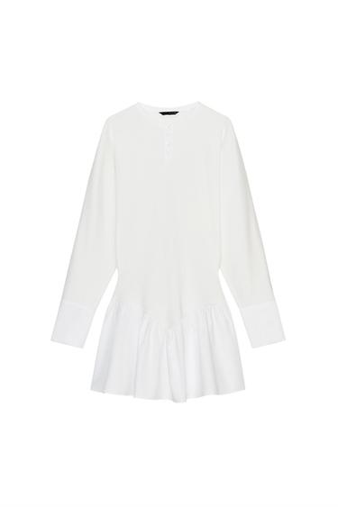 SHORT DRESS WITH BATWING SLEEVES - White by Zara