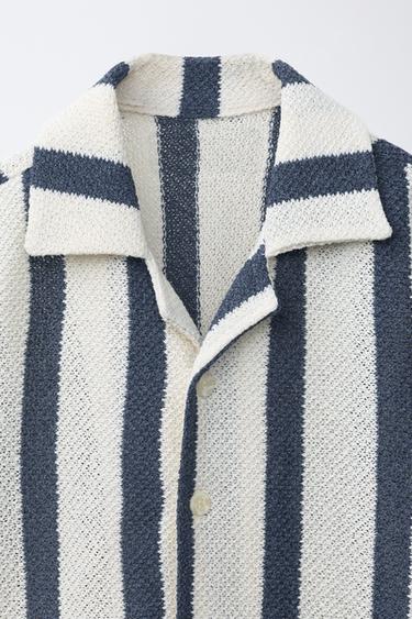CHEMISE EN MAILLE À RAYURES - Bleu de Zara - Image 2
