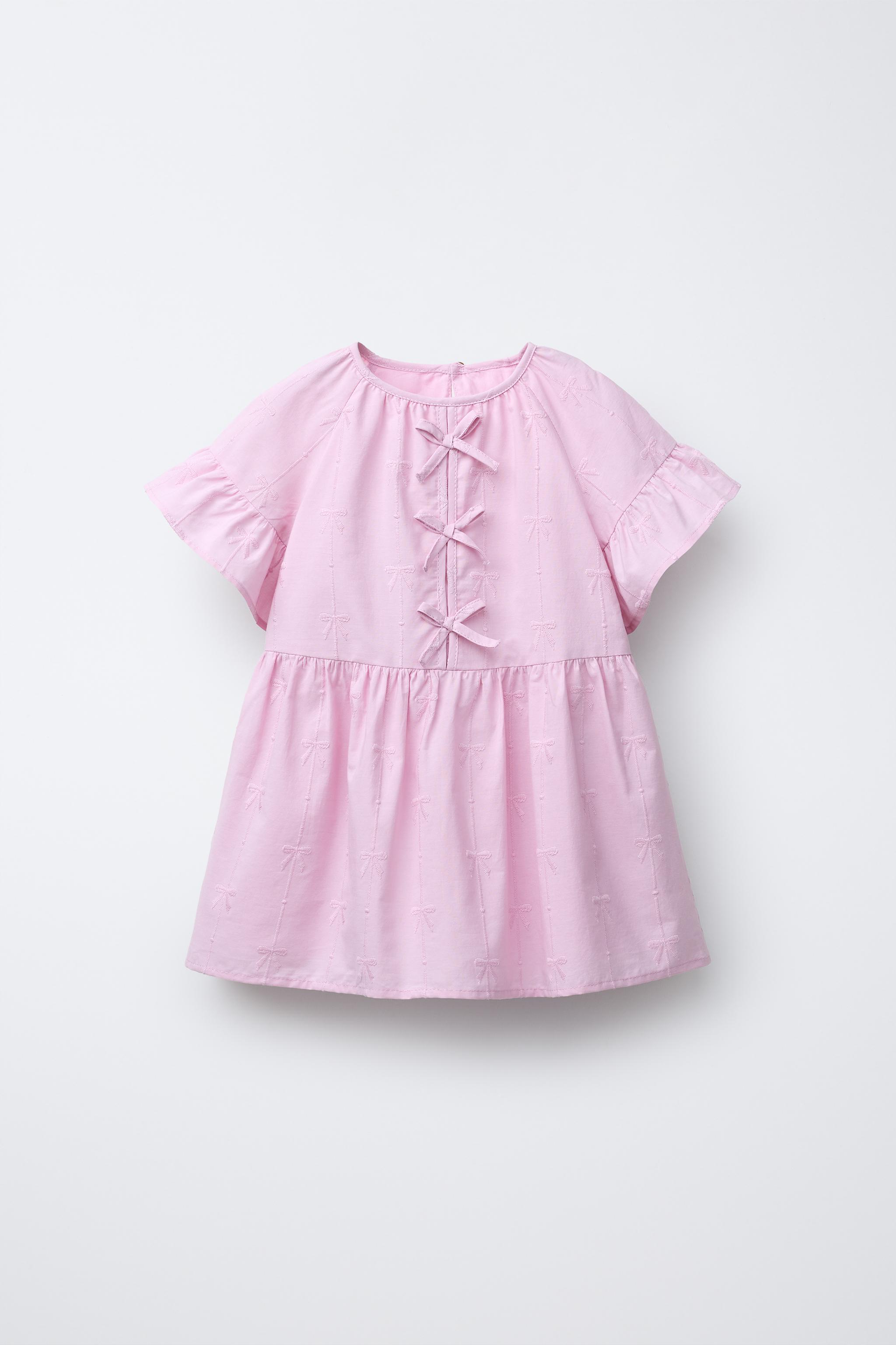 Apolin 刺繍入りワンピース2-3Y 淡いピンク ワンピース