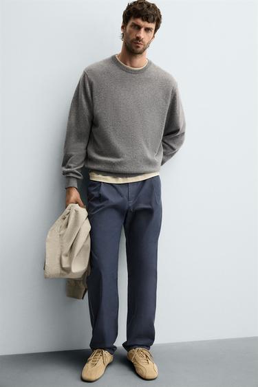 RELAXED FIT PLEATED TROUSERS - Blue by Zara - Image 4