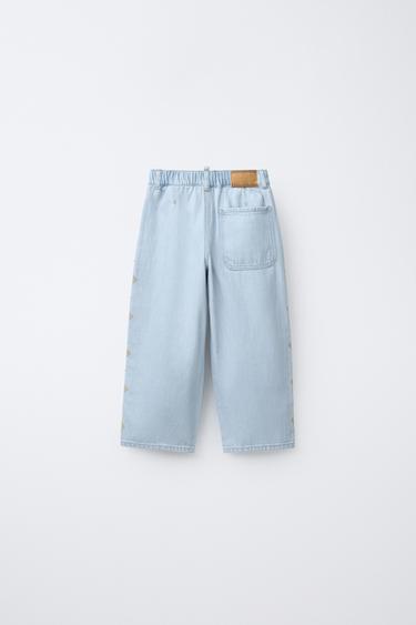 EMBROIDERED WIDE-LEG JEANS - Light blue by Zara - Image 1