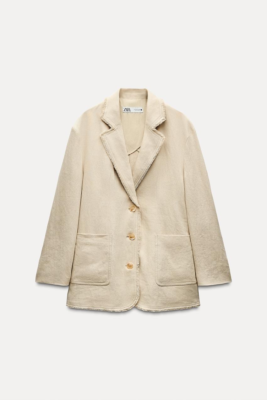 OVERSIZE-BLAZER AUS LEINENMISCHGEWEBE ZW COLLECTION - grau-beige 