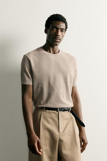 CAMISETA PUNTO RELAXED FIT - Tostado de Zara