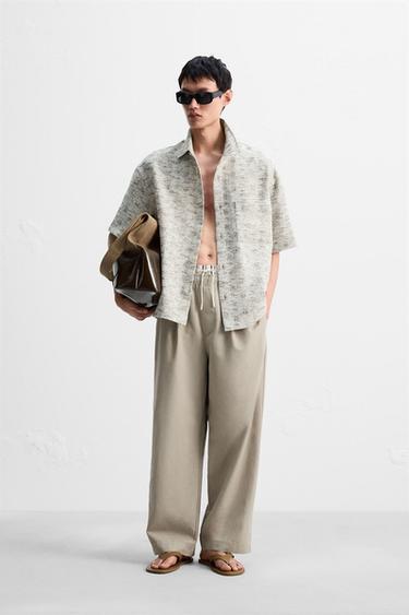 REGULAR FIT JOGGER WAIST TROUSERS - Sand by Zara