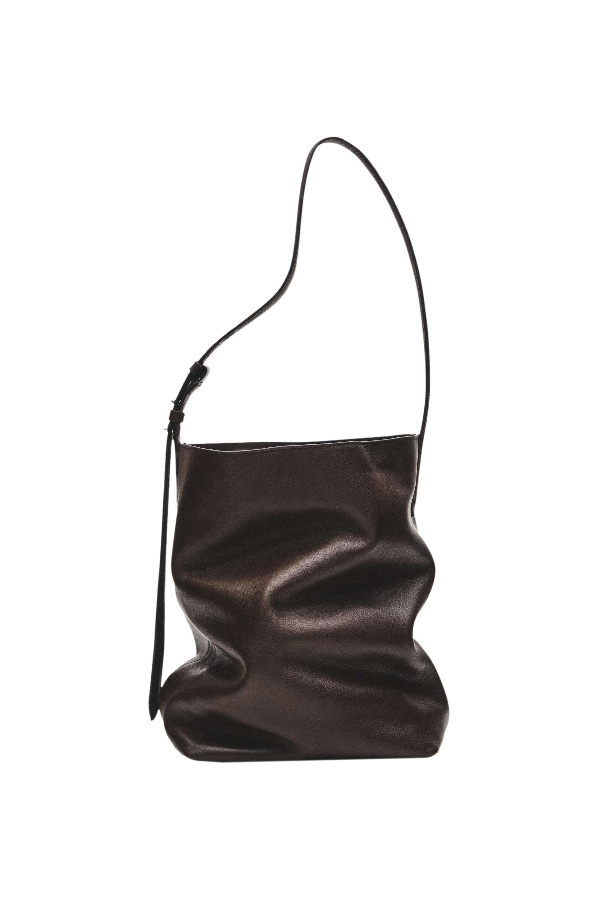 Nappa leather bucket bag — Brown