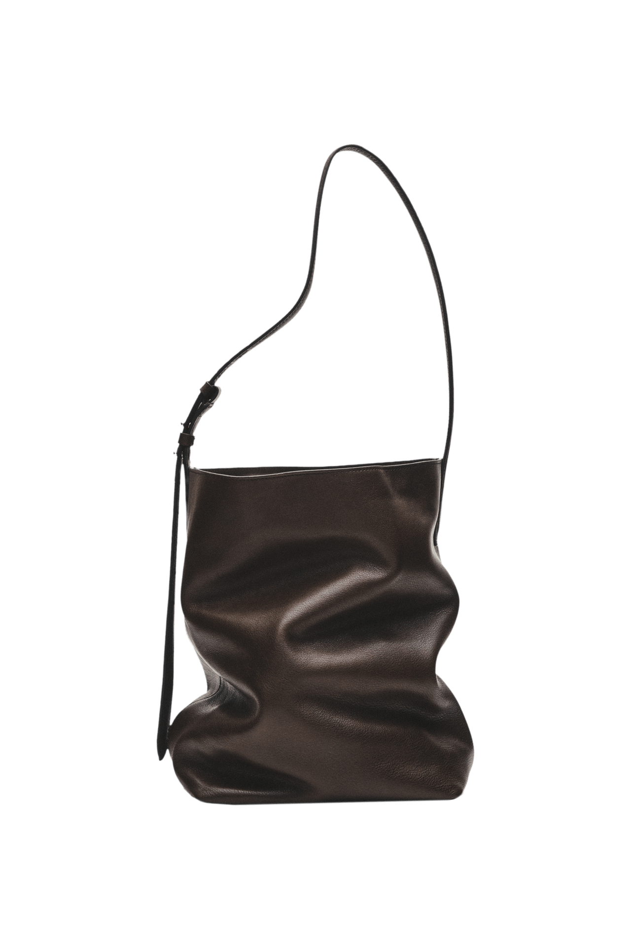 Medium nappa leather bucket bag — Brown