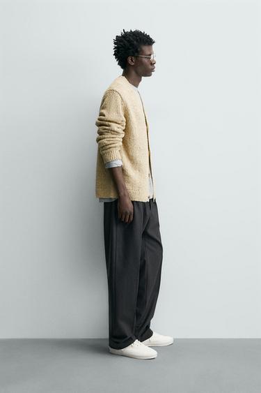 TEXTURED TWISTED YARN CARDIGAN - Light yellow by Zara - Image 3