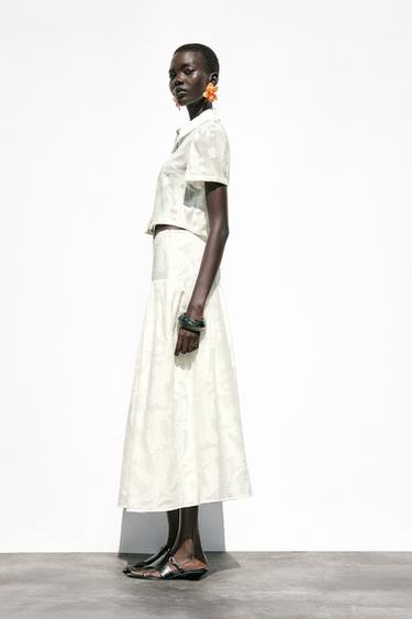 TEXTURED MIDI SKIRT - White by Zara - Image 4