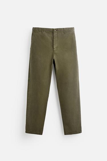 REGULAR FIT CHINO TROUSERS - Dark green by Zara
