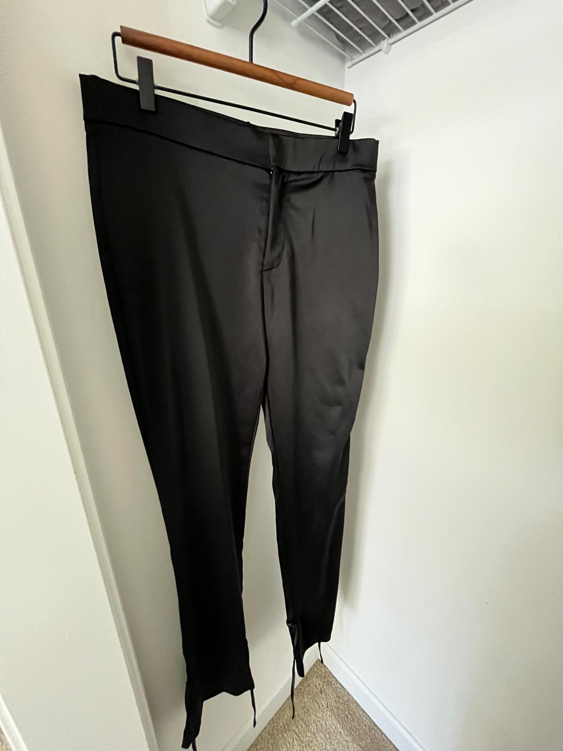 SATIN EFFECT TIE PANTS