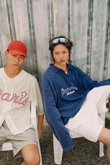 Zara 水洗基礎款運動短褲 - 白色