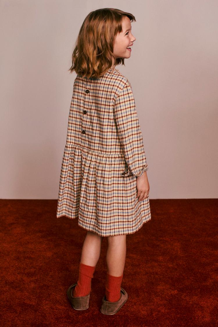 Vestido volantes estampado cuadros created by caramel london x zara