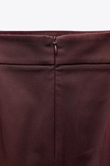Zara ZW COLLECTION SLIT PENCIL SKIRT - Burgundy