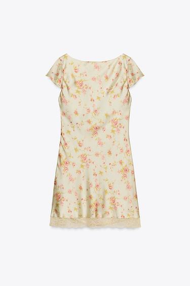 ROBE COURTE SATINÉE À FLEURS - Cave de Zara - Image 7