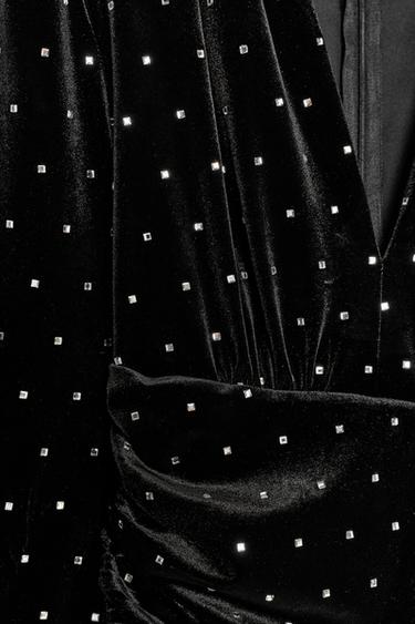ROBE MIDI EN VELOURS BRILLANT - Noir de Zara - Image 8