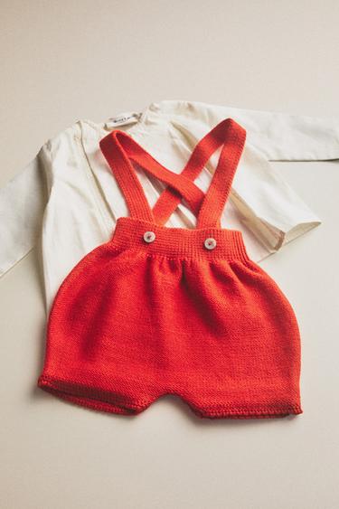 KNIT BABY DUNGAREES - Red by Zara - Image 4