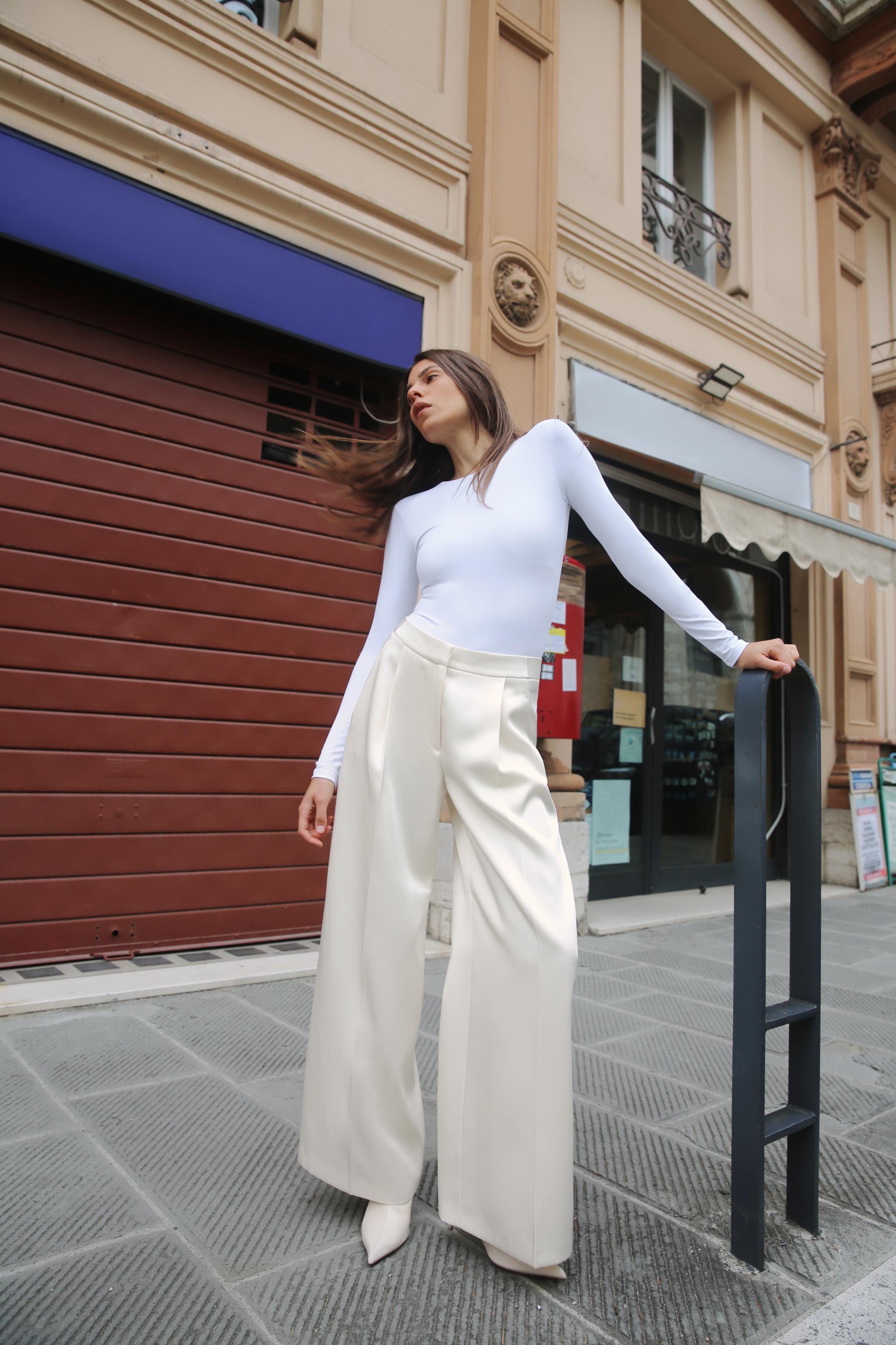 POLYAMIDE BODYSUIT WITH LONG SLEEVES - White | ZARA New Zealand