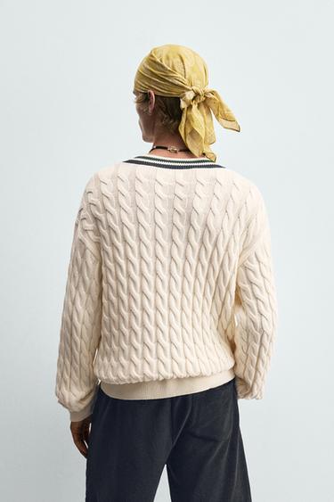 CABLE-KNIT SWEATER - Ecru by Zara - Image 2