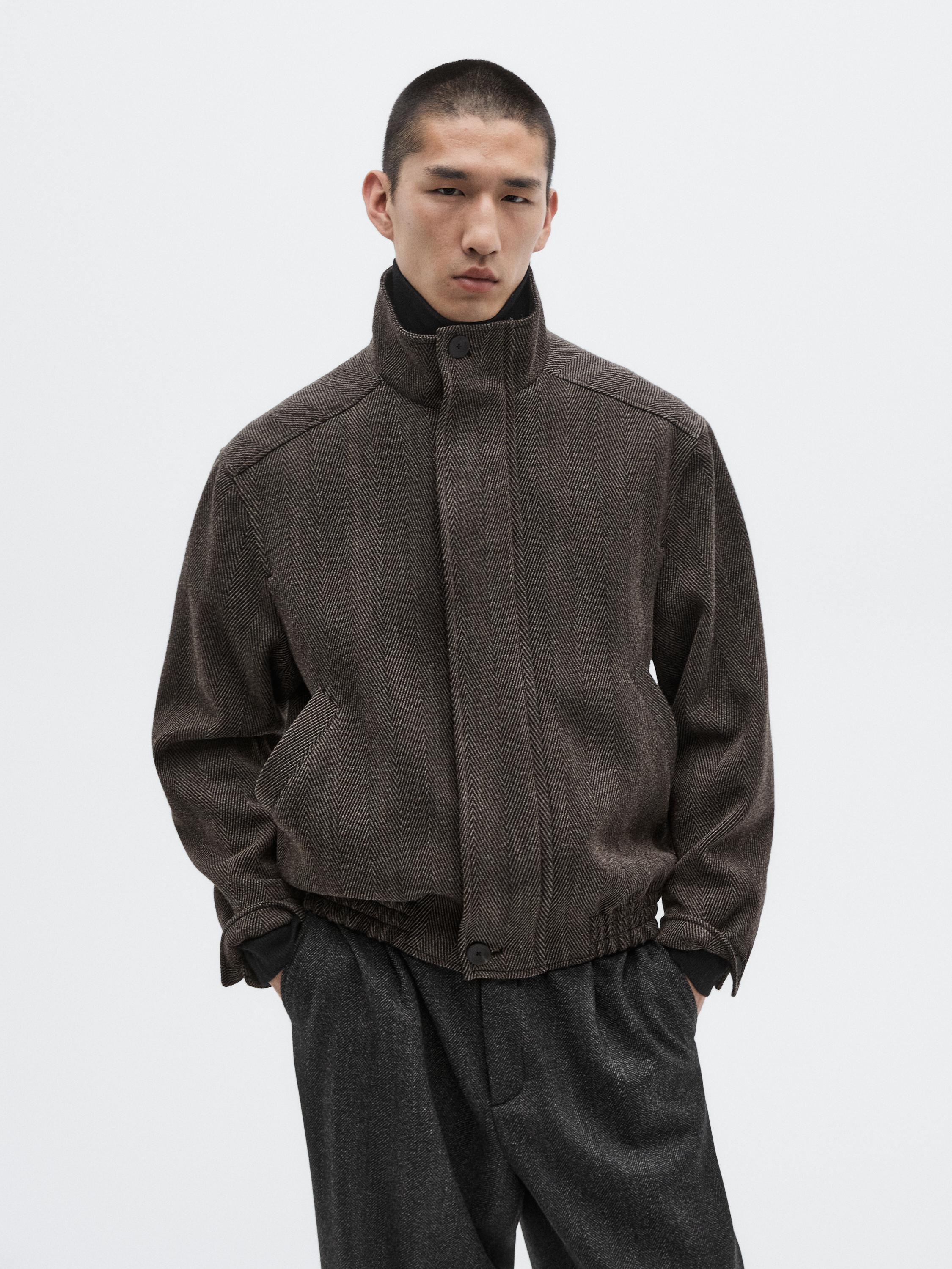 Wool blend herringbone bomber jacket - LIMITED