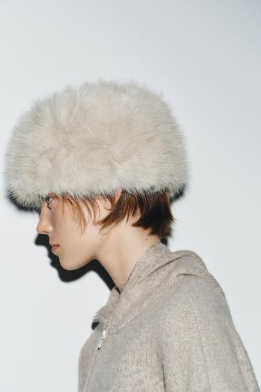 Zara SKULLCAP HAT WITH HAIR - Gray