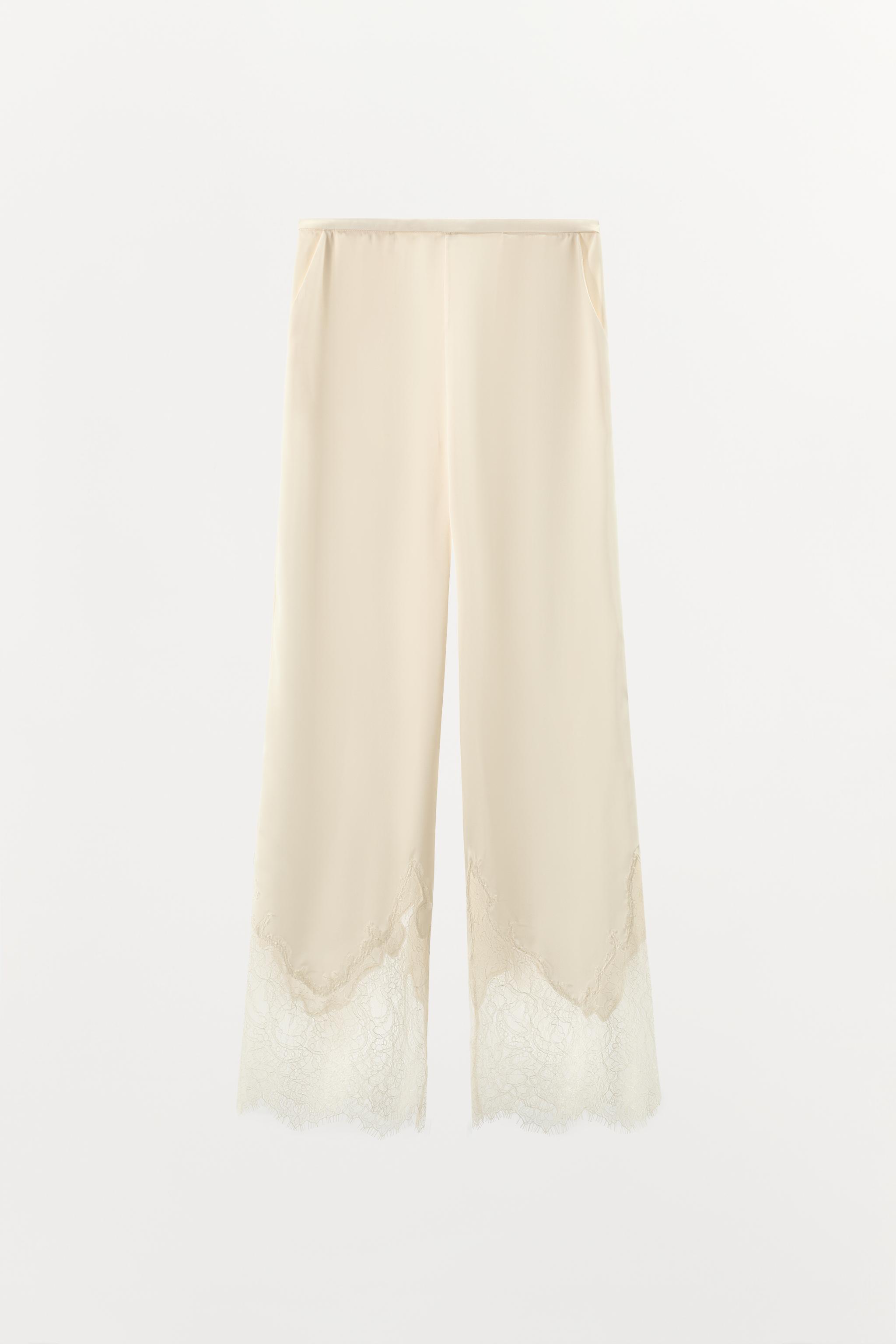 SATIN EFFECT LACE PANTS