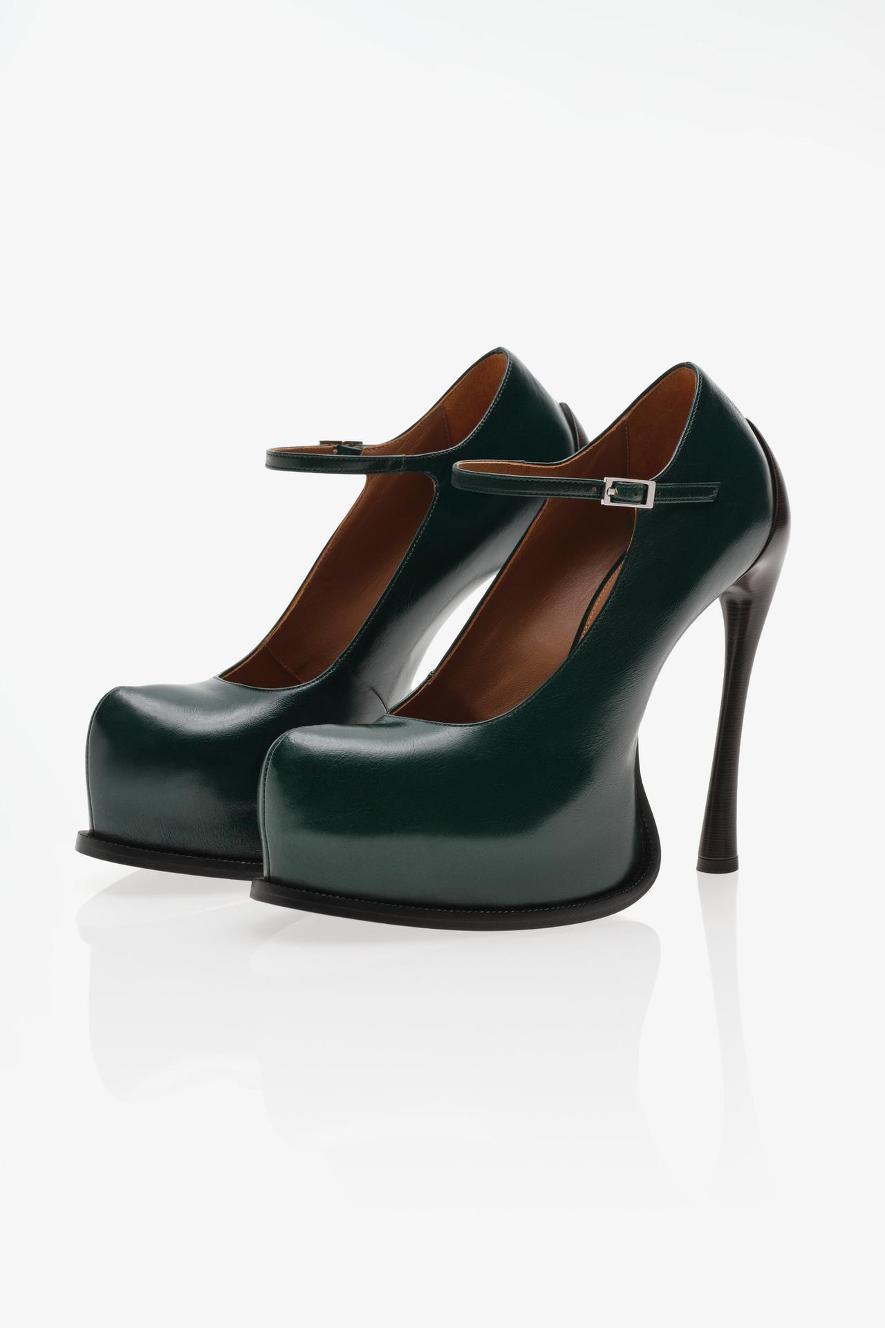 LIMITED EDITION LEATHER MARY JANE PLATFORMS — Green