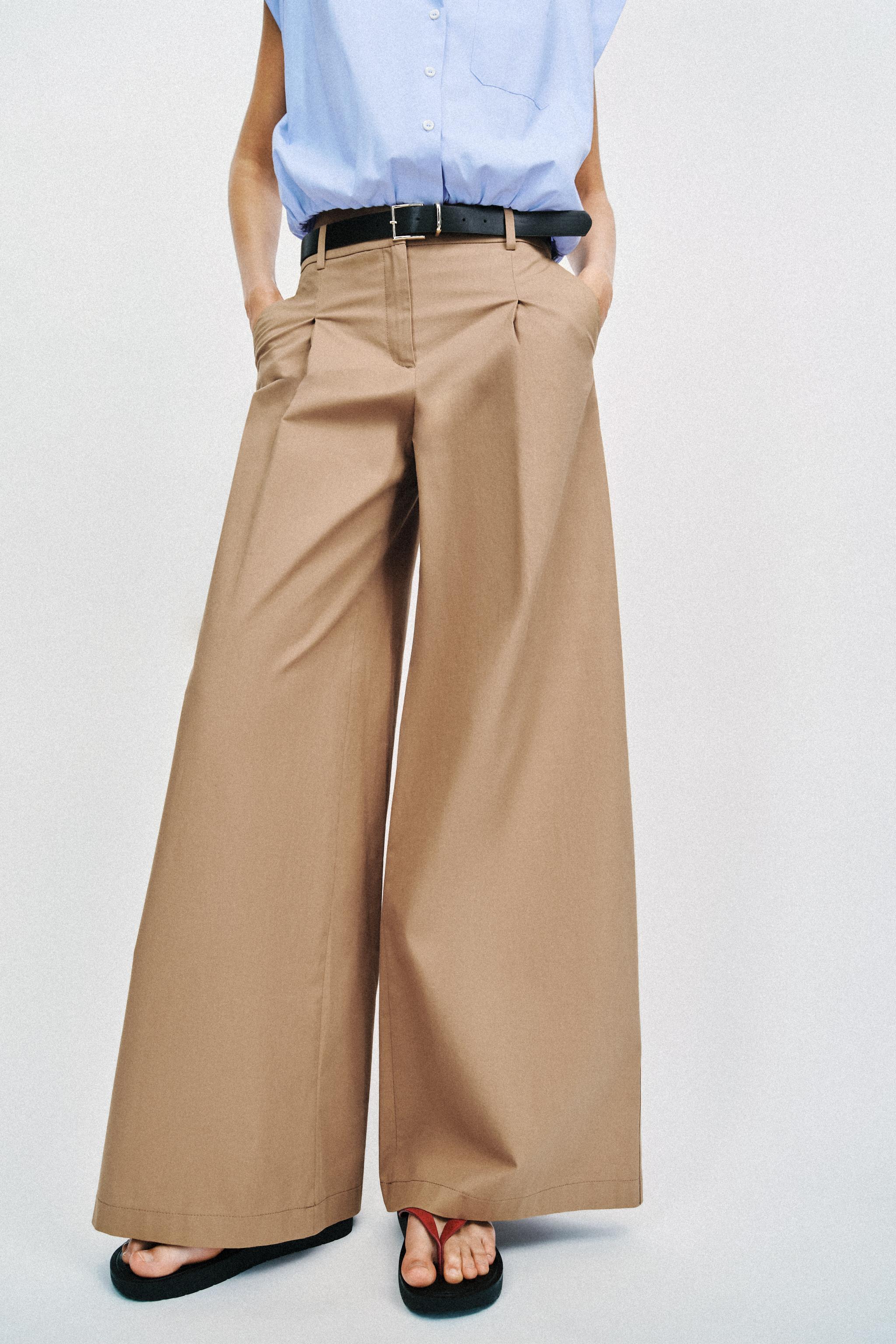 WIDE LEG BELTED PANTS