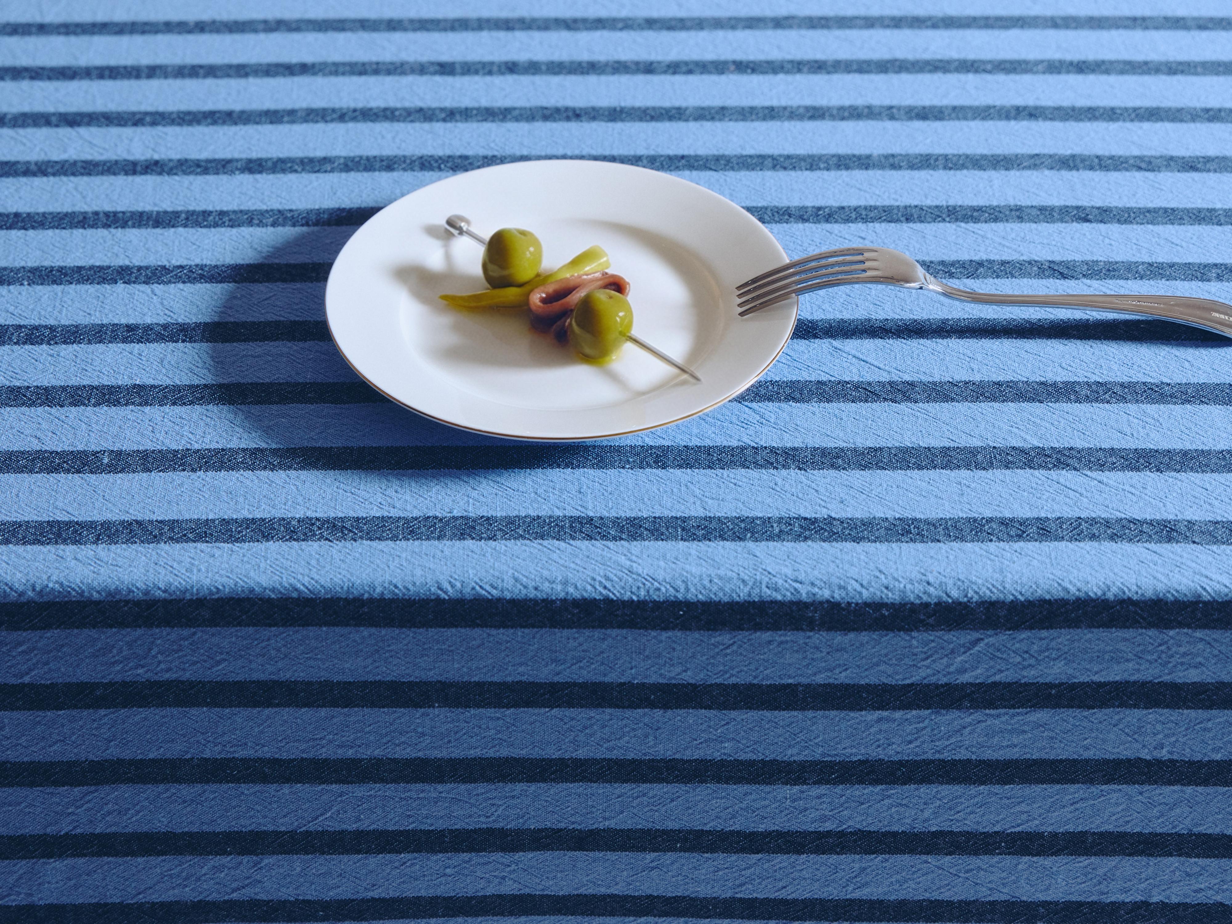 YARN-DYED STRIPE TABLECLOTH — Blue